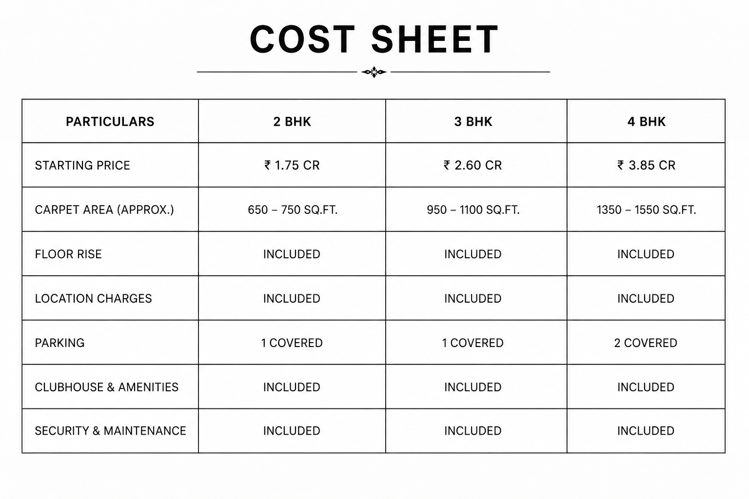 costing sheet